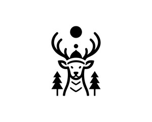 
Deer logo vector template. Deer head icon symbol vector illustration. Deer silhouette logo black and white.