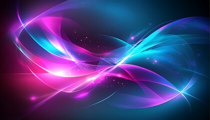Naklejka premium A vibrant abstract design featuring flowing waves of pink and blue light.
