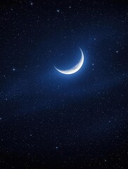 A captivating starry sky with numerous constellations and a crescent moon shining in the distance, crescent moon, constellations