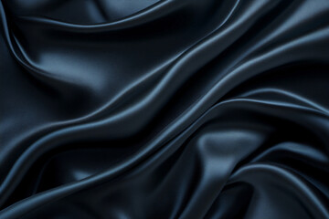 Obraz premium Shiny smooth luxury black satin and silk fabric. Template banner design for backgrounds, backdrops and wallpapers with space for text. Funeral and dramatic style