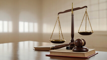 Symbol of Justice: Scales, Gavel, and Law in Harmony,  legal gavel, law and order, courtroom decor, legal system.