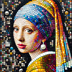 The Girl With A Pearl Earring Mosaic Elegance
