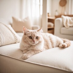 white cat on the bed