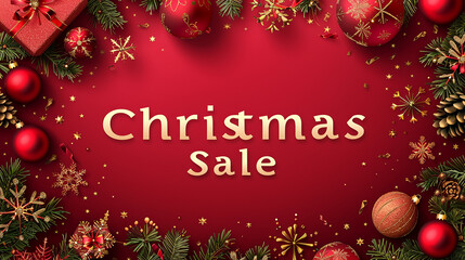 Vibrant Christmas Sale Banner with Festive Decorations

