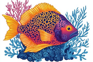 Fototapeta premium Vibrantly Colored Fish Amidst Coral Reefs Showcasing Marine Beauty and Biodiversity