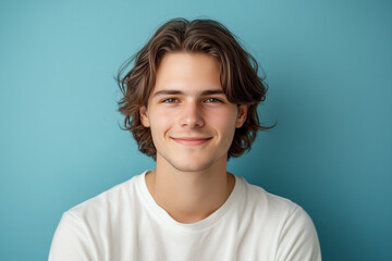 Young Male Smiling Portrait on a Plain Background