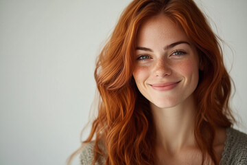 Naklejka premium Young Female Smiling Portrait on a Plain Background