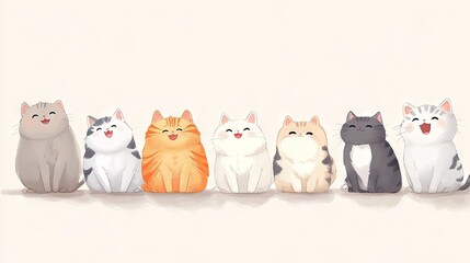 Fototapeta premium Cute Cartoon Cats Illustration - Adorable Pet Art