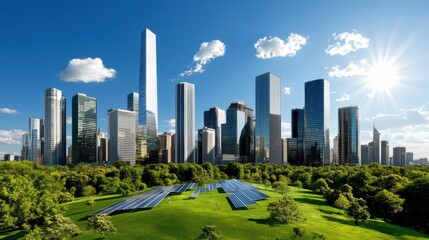 Obraz premium Modern Eco-Friendly City with Solar Energy Panels