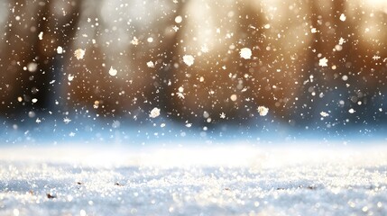 Obraz premium Glimmering snowflakes falling in a winter wonderland