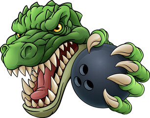 Crocodile Dinosaur Alligator Bowling Sports Mascot © Christos Georghiou