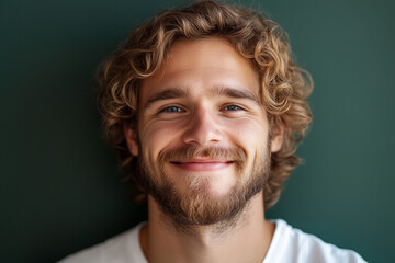 Fototapeta premium Smiling Young Male Portrait on Solid Background