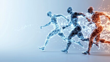 Fototapeta premium Energetic Digital Figures in Dynamic Motion Abstract Representation