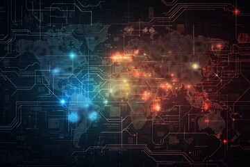 Colorful Futuristic Global Technology Landscape