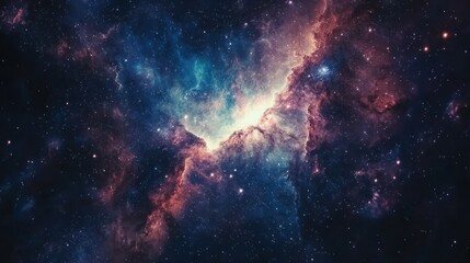 Obraz premium Galaxy text with swirling stars and nebulae, cosmic void, 