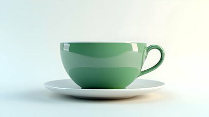 3D Render Green Teacup on Saucer