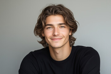 Fototapeta premium Smiling Young Male Portrait on Solid Background