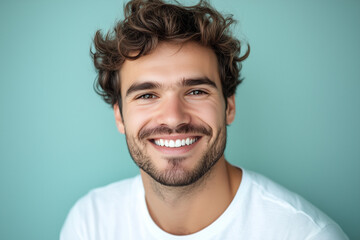 Fototapeta premium Smiling Young Male Portrait on Solid Background