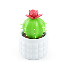 3d illustration of a potted cactus with flower