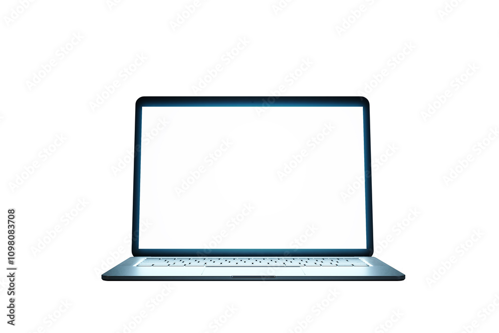 Fototapete minimalistic laptop with blank screen, isolated on a white background. clean and modern design conce
