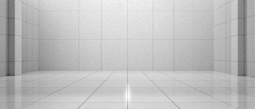 Clean and modern storage room with a large white concrete wall, storage room, warehouse, organized, clean