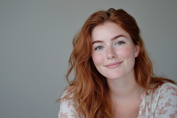 Young Female Smiling Portrait on a Plain Background