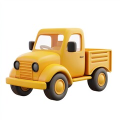 Naklejka premium Vibrant Yellow Toy Truck with Cargo Bed for Construction Site Delivery and Logistics Transportation