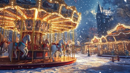 Obraz premium Snowy Christmas carousel. (1)