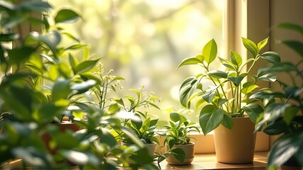 Obraz premium Cozy spring home, sun-drenched and serene.