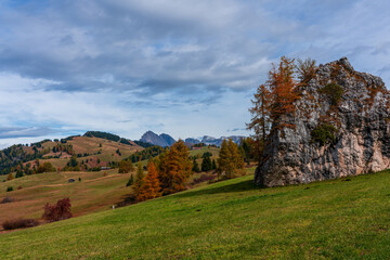 Fototapeta premium View of the Seiser Alm, the largest high alpine pasture in Europe in Italy.