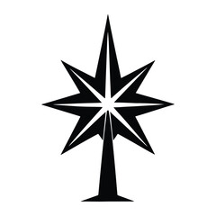 Obraz premium A black silhouette of a star topper with sharp points for festive decoration