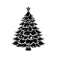 Obraz premium Stylized Christmas tree featuring layered branches topped with decorations ideal for holiday-themed creative projects