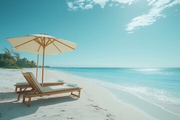 Obraz premium Serene Beach Relaxation Tranquil Vacation Spot Journey