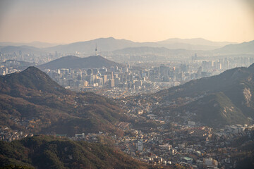 Seoul's Downtown Scenery Under the Sunset