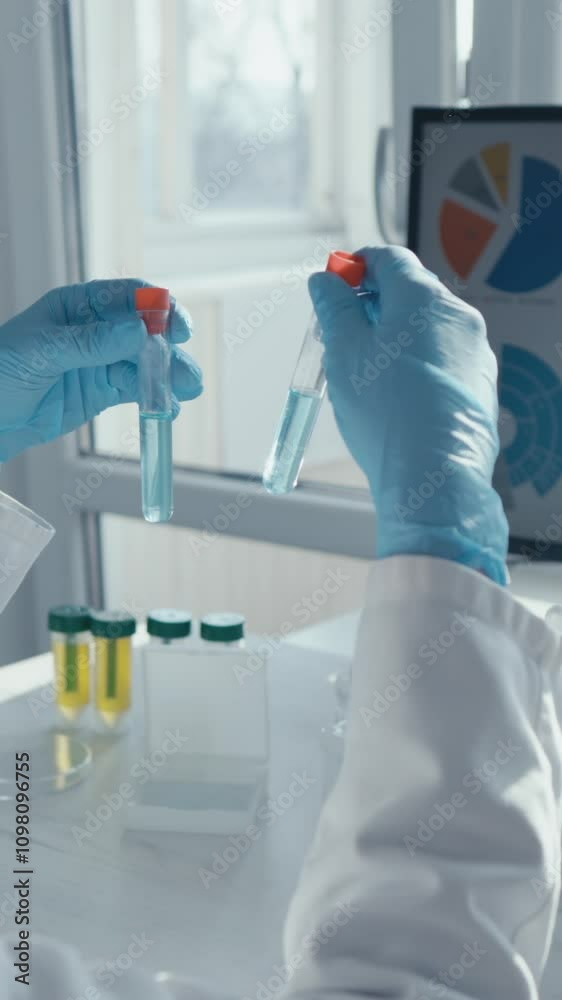 Poster A dedicated scientist conducts experiments and analyzes data in a lab, significantly contributing to biotechnology and healthcare, improving public health outcomes and community wellness