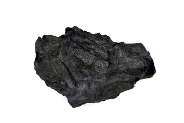 Obraz premium Natural wood charcoal, traditional charcoal or hardwood charcoal isolated on white background. For heating food in cooking.