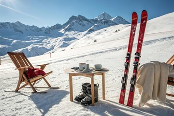Ski Relaxation with Scenic Mountain View