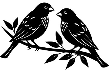 Obraz premium Two Birds on a Branch silhouette vector illustration