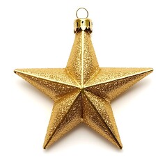 Fototapeta premium Golden star ornament for Christmas decorations isolated on white