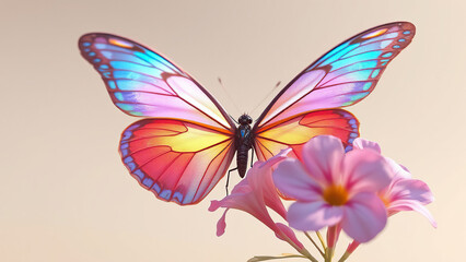 Stunning close-up of a brightly-colored butterfly feeding on nectar from flowers, butterfly, insect