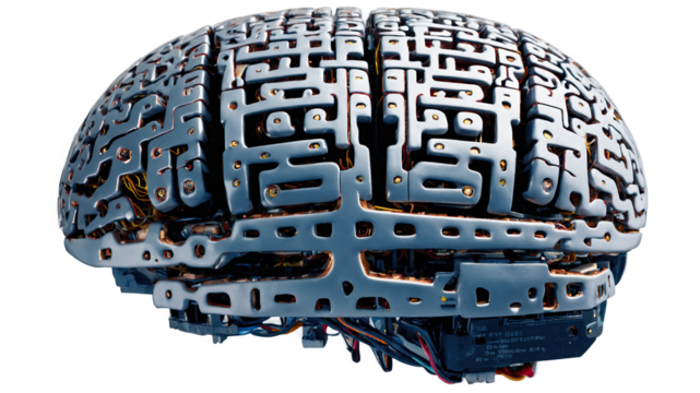 Metallic Brain with Intricate Patterns

