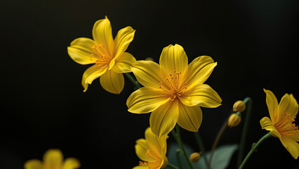 Fototapeta premium Stunning yellow blooms with a dark contrasting base, flora and fauna, botanical, beauty in nature