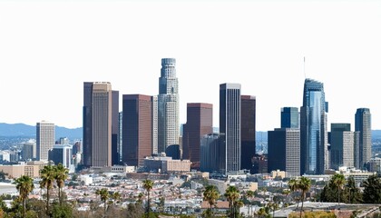 downtown los angeles skyline isolated with cut out background