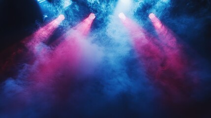 Fototapeta premium Pink blue stage lights smoke. (3)