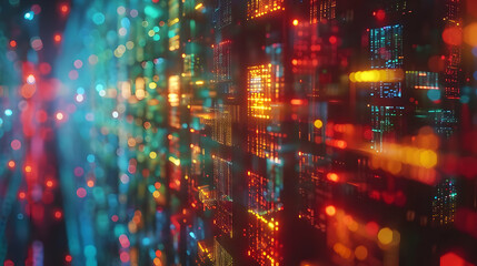 Fototapeta premium Abstract 3D City Lights Background
