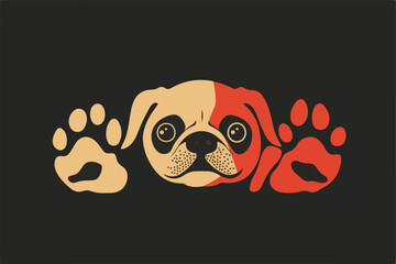 Fototapeta premium Whiskers & Paws Artistic Footprints, Grunge Icons, Symbols for Pet Enthusiasts Art & Illustration