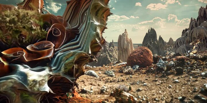 Alien landscape with bizarre flora, 4K Video