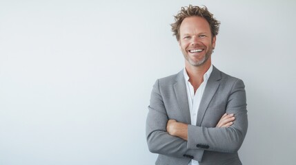 Confident Businessman with Stylish Suit and Genuine Smile in Office
