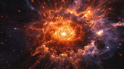 Fototapeta premium A breathtaking image of a supernova explosion with vibrant stars and energy releasing from the core, energy release, supernova, colorful stars, celestial wonder, cosmos