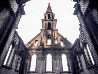 Fototapeta premium Gothic architectural structure with tall spire